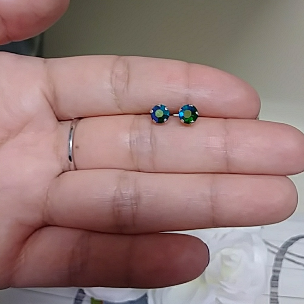 Aretes tornasol de plata .925